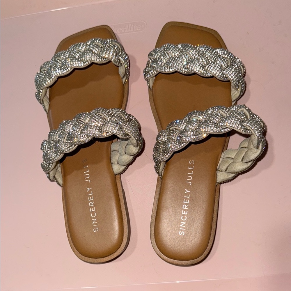 Sincerly Jules Silver Braided Sandals
